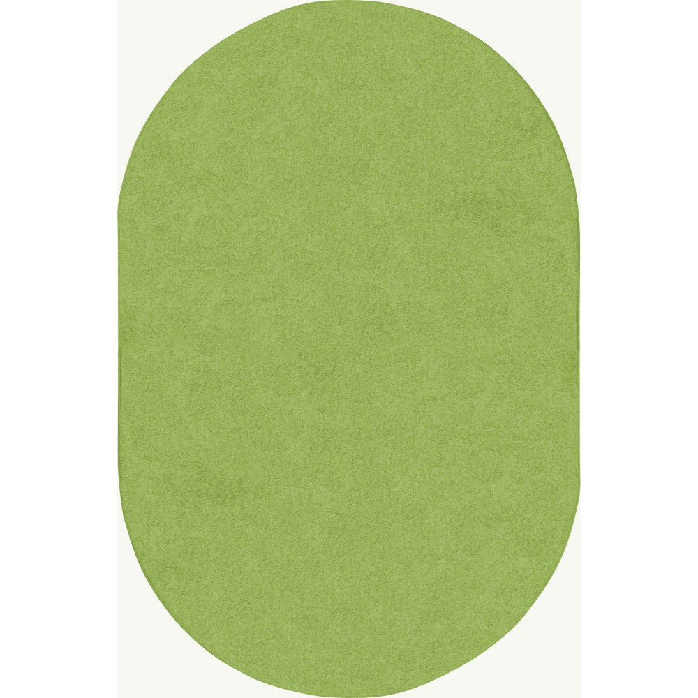 Joy Carpets Kids Essentials Oval Area Rug, Just Kidding, 6ft x 9ft, Lime Green