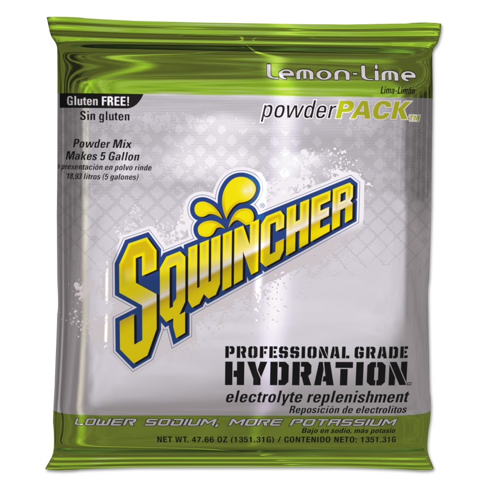 Sqwincher Powder Packs, Lemon-Lime, 47.66 Oz, Case Of 16