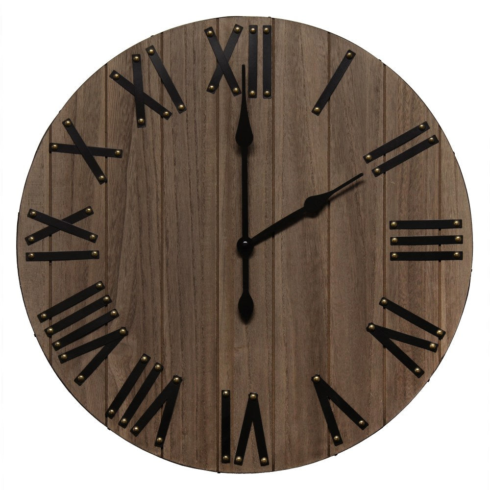 Elegant Designs Handsome Rustic Farmhouse Wood Wall Clock, 21in, Restored Wood