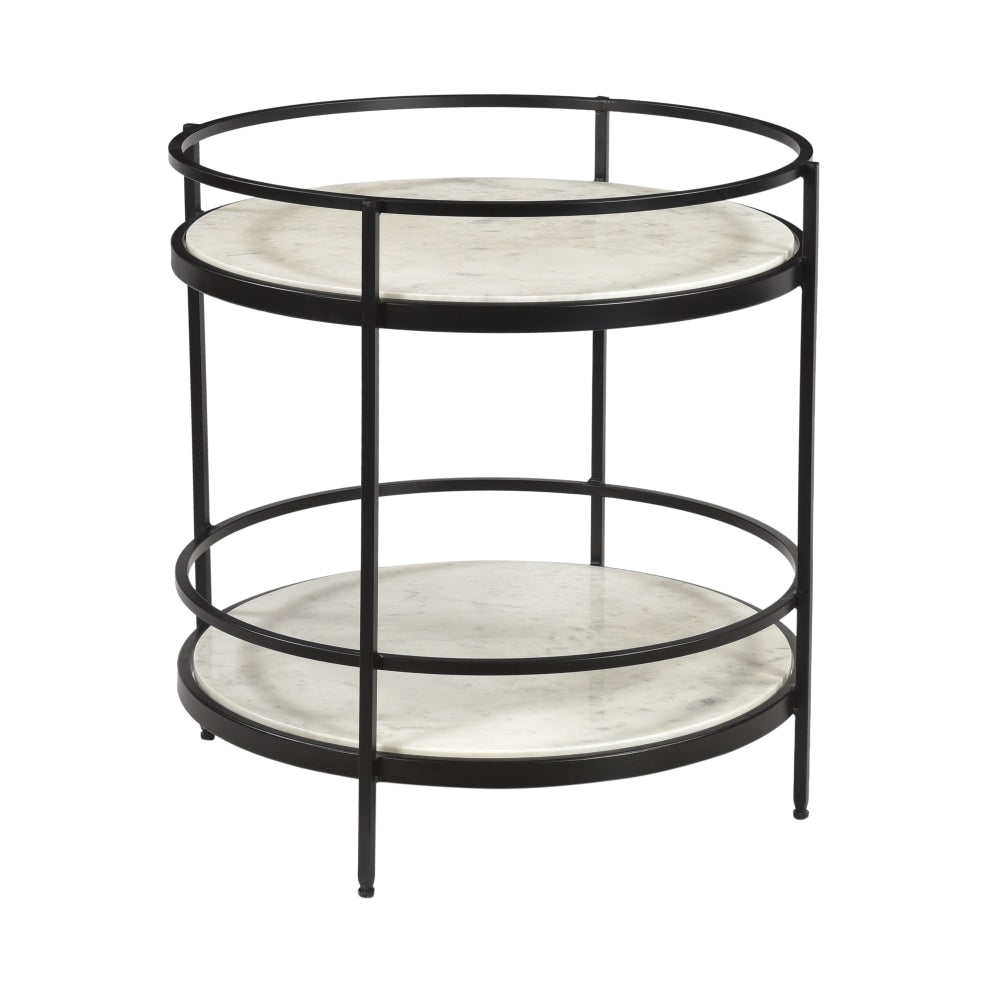Coast to Coast Olive Round Accent Table, 24inH x 24inW x 24inD, Maddie White/Black