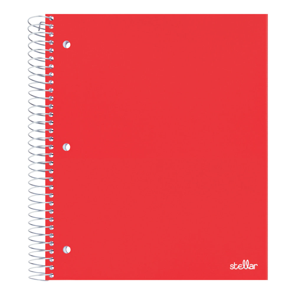 Office Depot Brand Stellar Poly Notebook, 8-1/2in x 10-1/2in, 3 Subject, Wide Ruled, 150 Sheets, Red