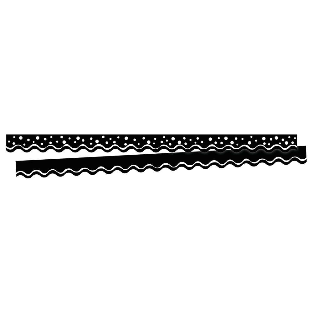Barker Creek Scalloped-Edge Border Strips, 2 1/4in x 36in, Happy Black, Pre-K To College, Pack Of 26