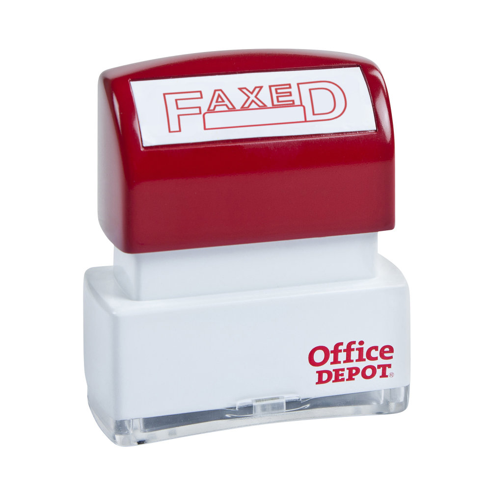 Office Depot Brand Pre-Inked Message Stamp, "Faxed", Red