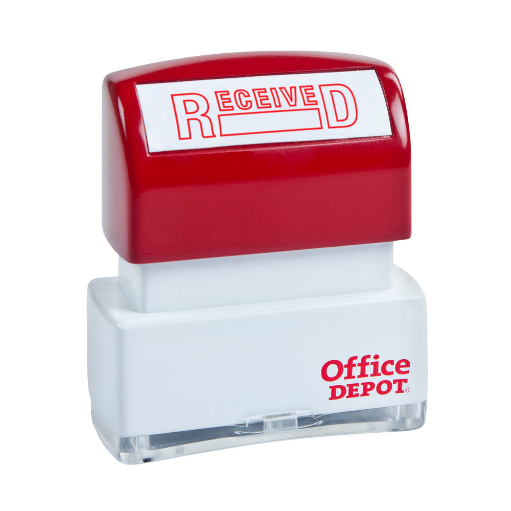 Office Depot Brand Pre-Inked Message Stamp, "Received", Red
