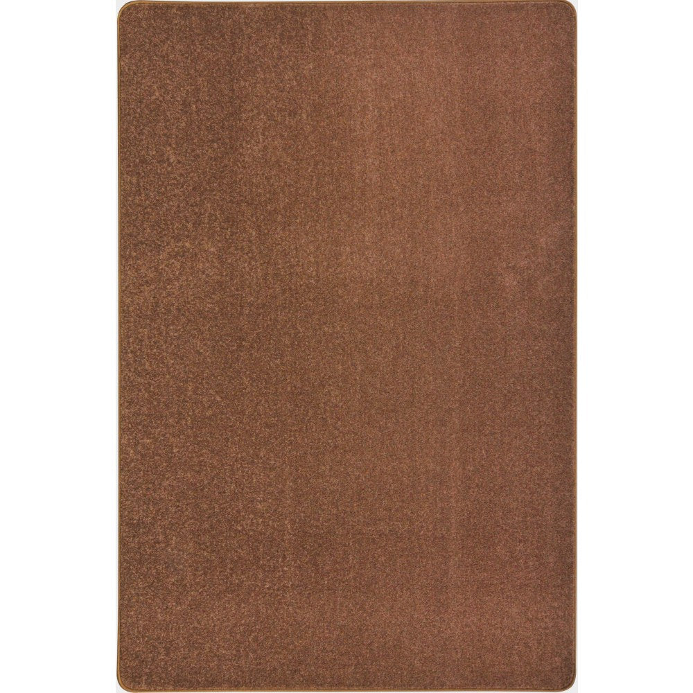 Joy Carpets Kid Essentials Solid Color Rectangle Area Rug, Endurance, 4ft x 6ft, Brown