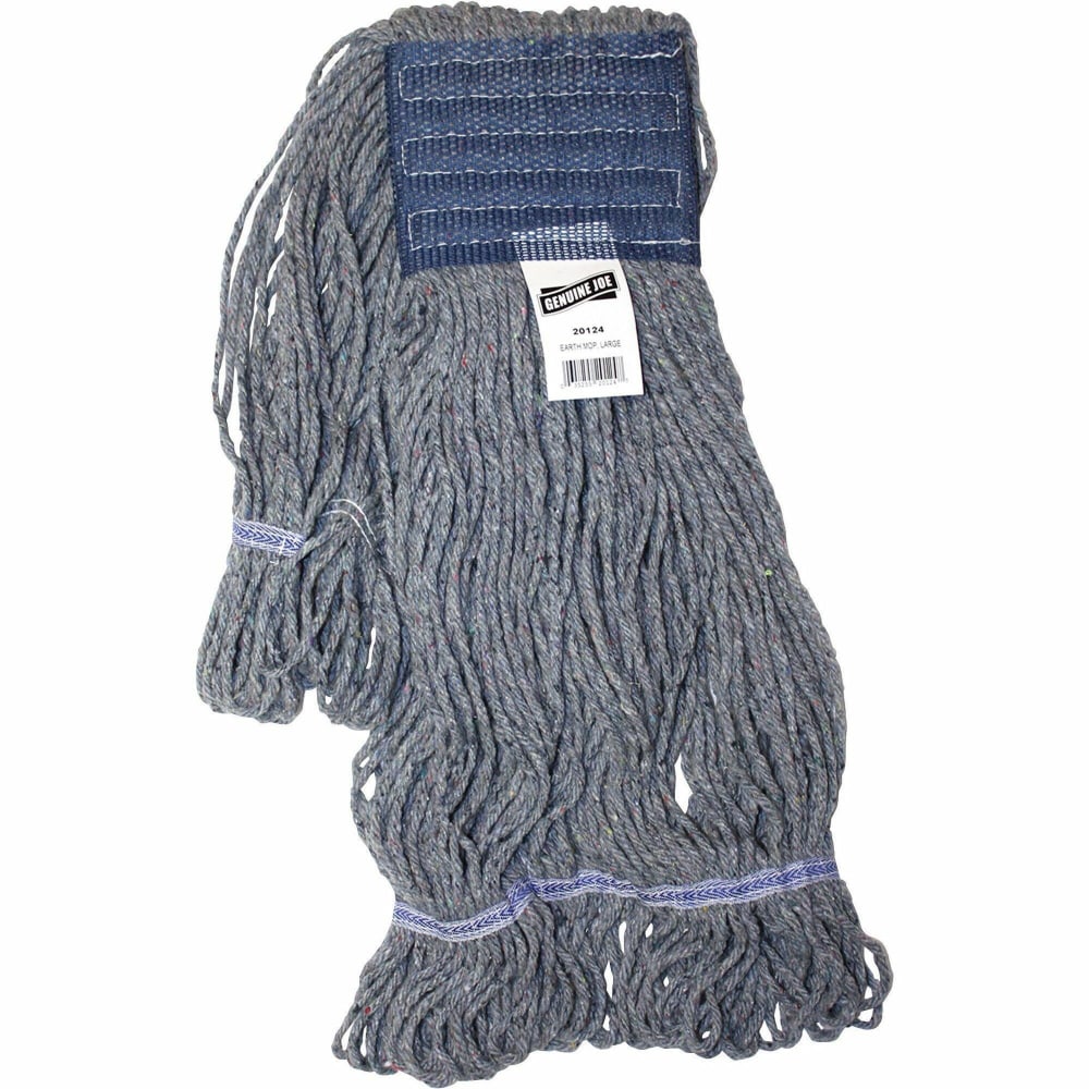 Genuine Joe 5in Headband Earth Mop Refill - Large - Polyester Fiber - Blue - 1Each