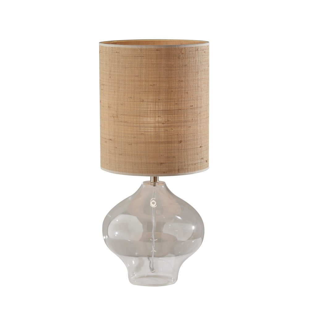 Adesso Emma Large Table Lamp, 28-1/2inH, Rattan Shade/Clear Base