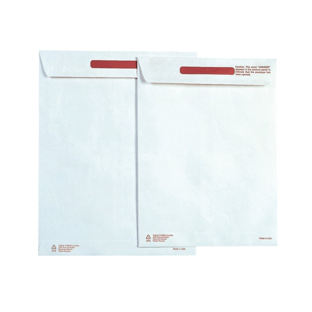Survivor Tyvek Tamper-Indicator Envelopes, 9in x 12in, Self-Adhesive, White, Box Of 100