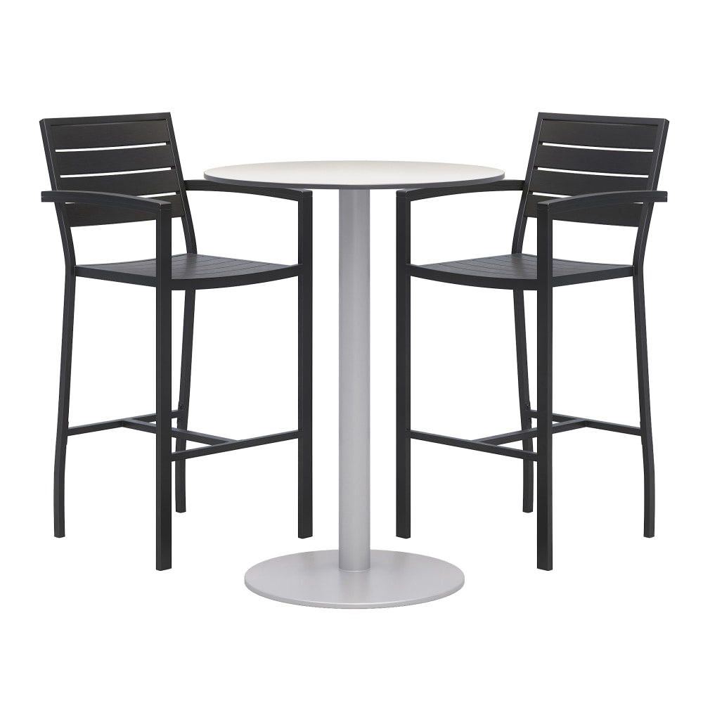 KFI Studios Eveleen 3-Piece Outdoor Patio Set, Gray/Silver Table, Silver/Mocha Chairs