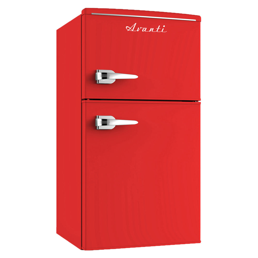 Avanti Retro Compact Refrigerator, 2-Door, 3 Cu Ft, 34inH x 20-1/2inW x 18inD, Red