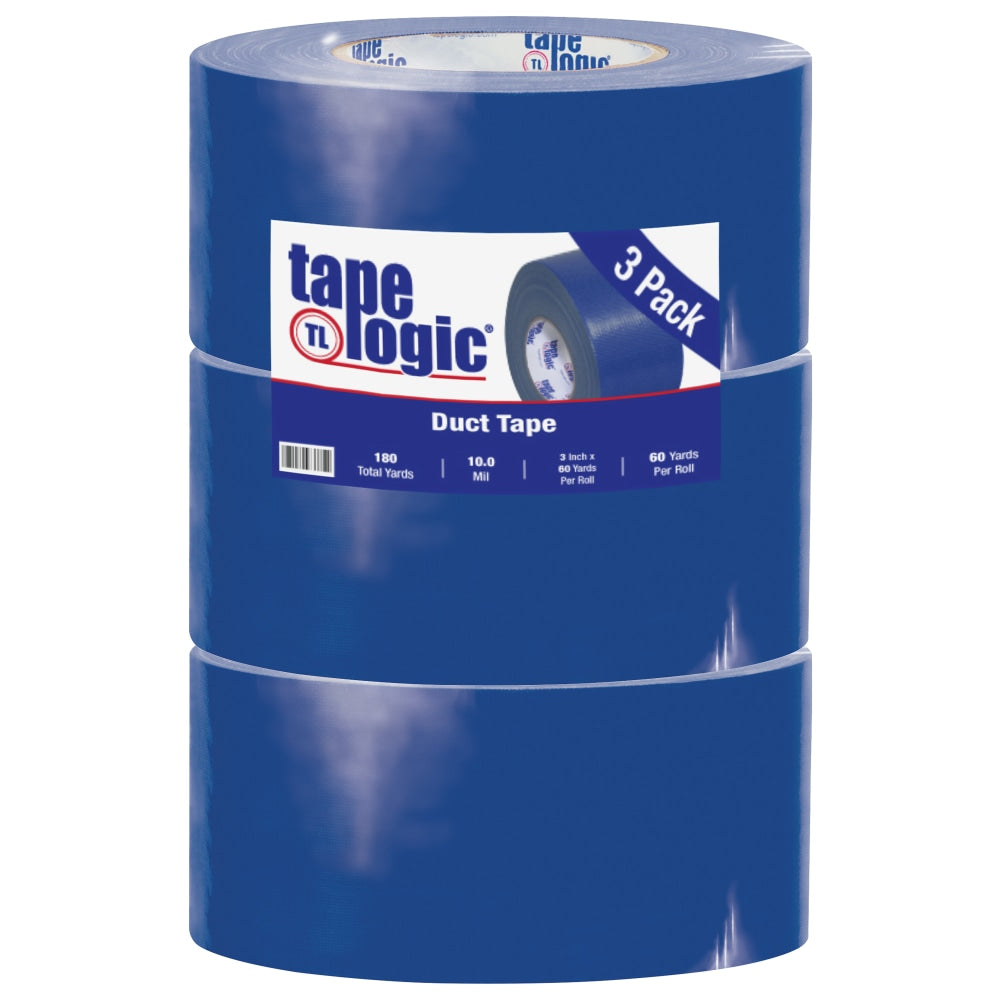 Tape Logic Color Duct Tape, 3in Core, 3in x 180ft, Blue, Case Of 3