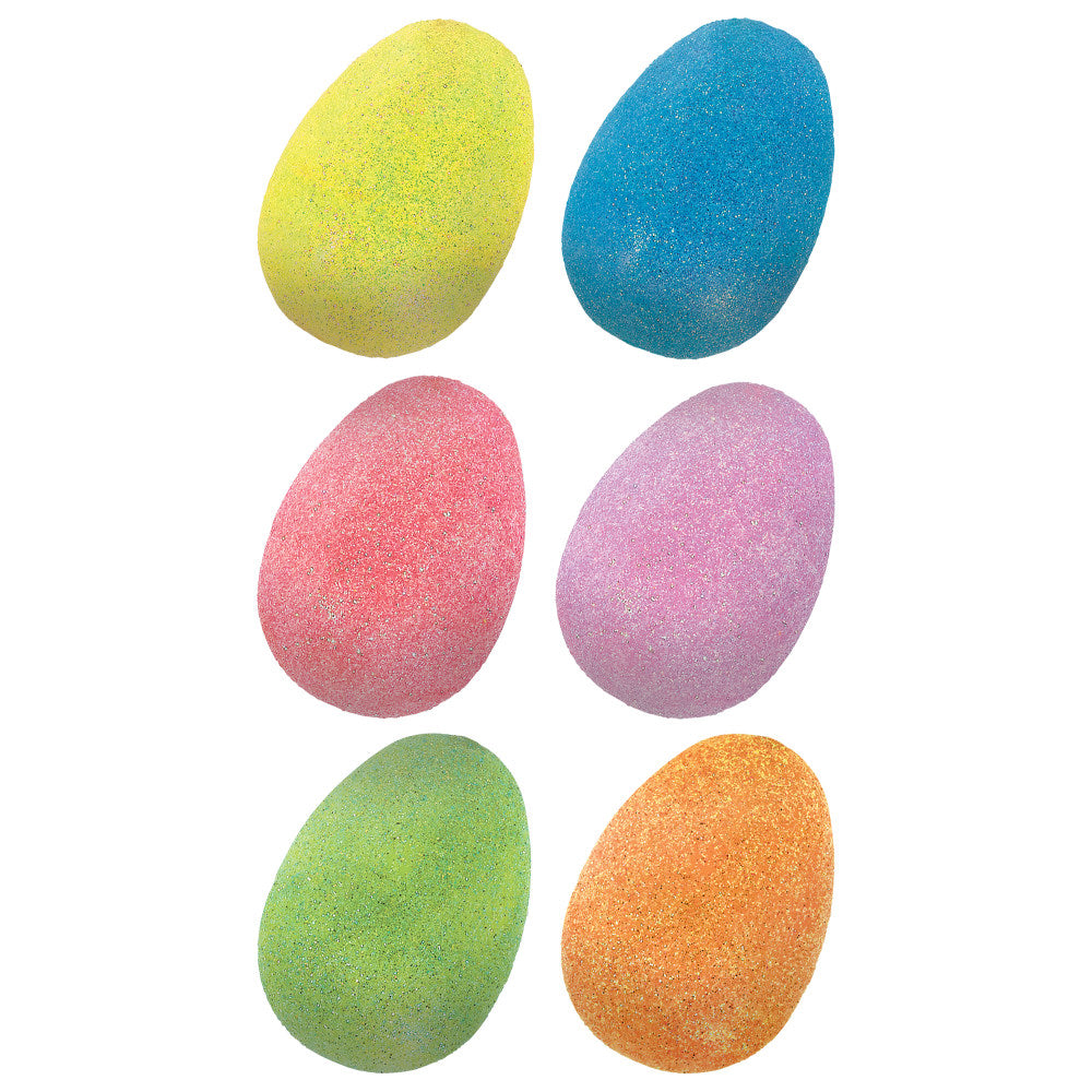 Amscan Easter Large Glitter Eggs, 3inH x 2inW x 2inD, Multicolor, 6 Eggs Per Pack, Set Of 5 Packs