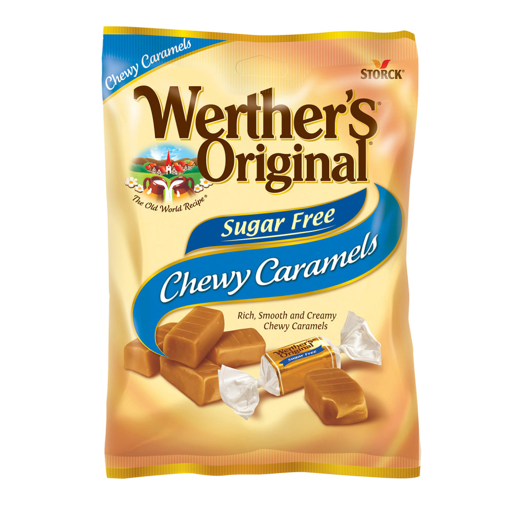 Werthers Original Sugar-Free Chewy Caramel Candy, 1.46 Oz, Pack Of 12 Bags