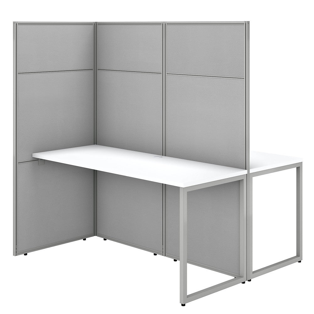 Bush Business Furniture 60inW 2-Person Cubicle Desk Workstation With 66inH Panels, Pure White/Silver Gray, Standard Delivery