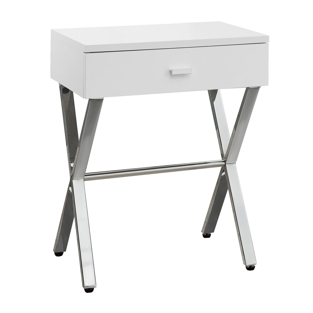 Monarch Specialties Nicole Accent Table, 22-1/4inH x 18-1/4inW x 12inD, White/Silver