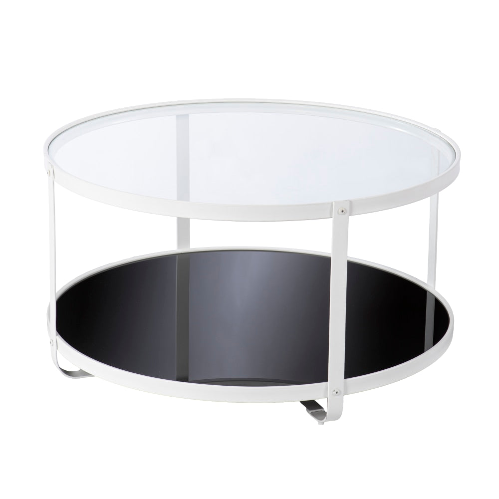 SEI Furniture Vimmerly Glass-Top Cocktail Table, 18inH x 32inW x 32inD, White/Clear