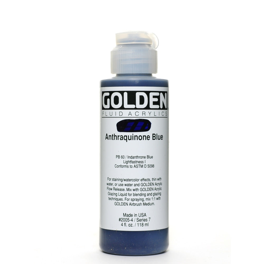 Golden Fluid Acrylic Paint, 4 Oz, Anthraquinone Blue