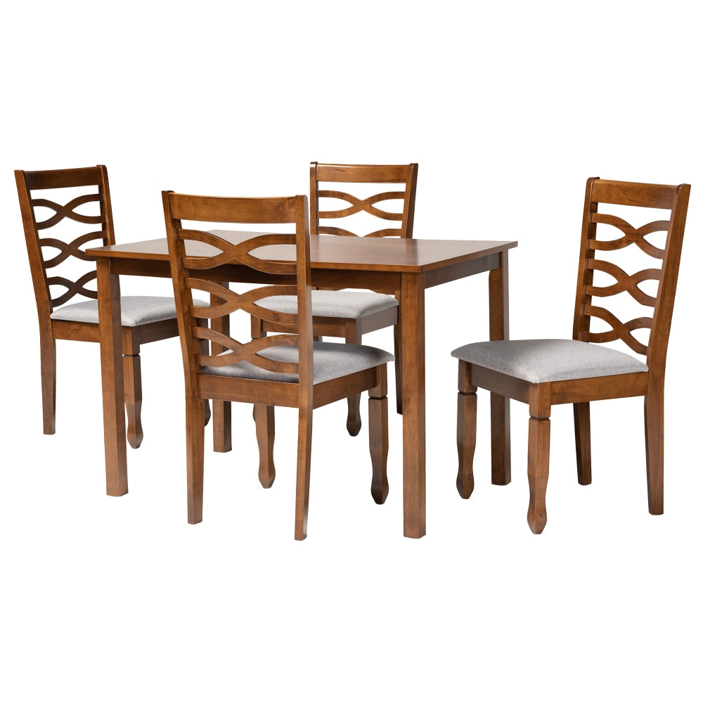 Baxton Studio Lanier 5-Piece Dining Set, Gray/Walnut