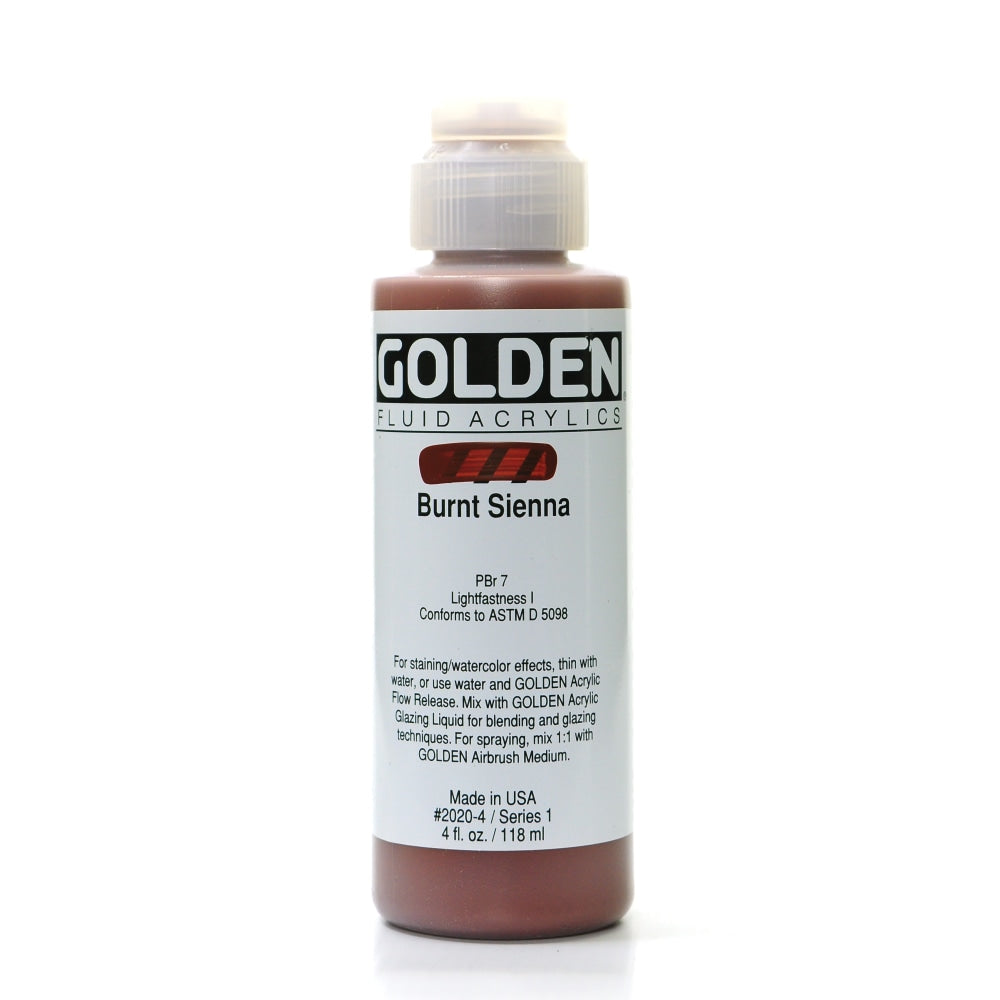 Golden Fluid Acrylic Paint, 4 Oz, Burnt Sienna