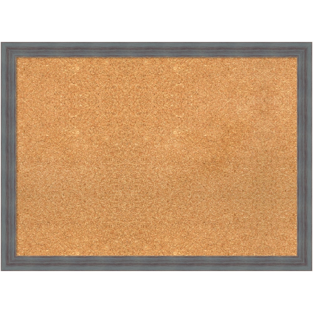 Amanti Art Dixie Non-Magnetic Cork Bulletin Board, 30in x 22in, Natural, Blue Gray Wood Frame