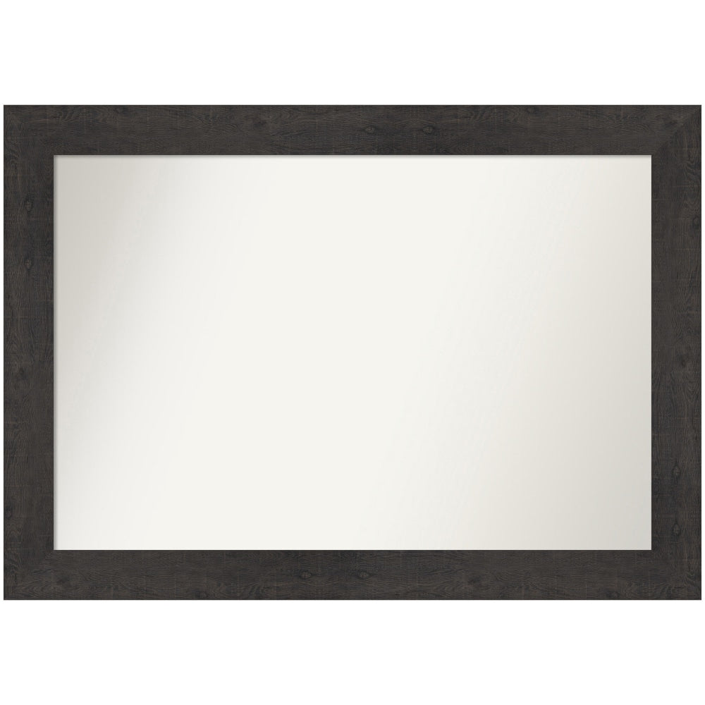 Amanti Art Non-Beveled Rectangle Framed Bathroom Wall Mirror, 29-1/2in x 41-1/2in, Rustic Plank Espresso