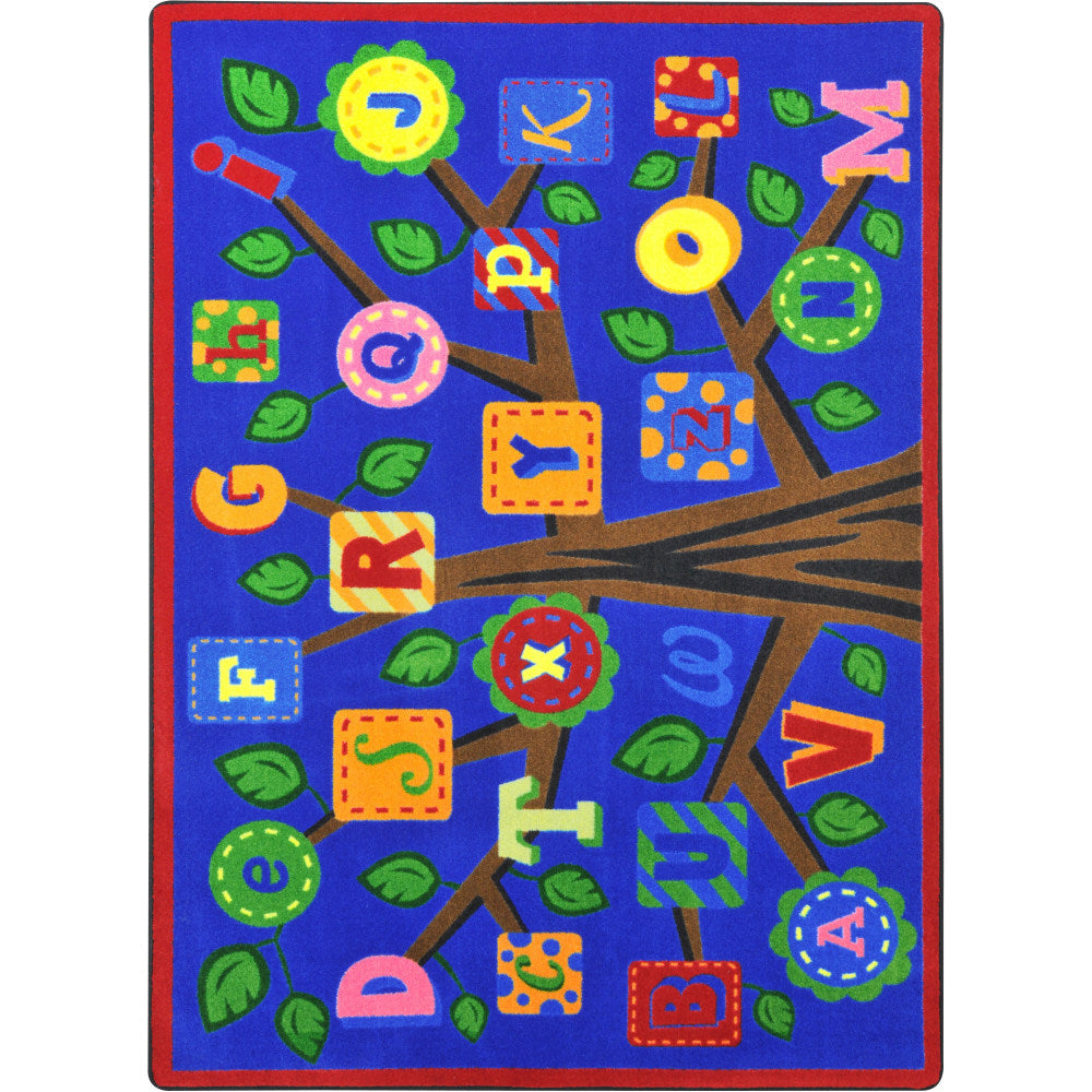 Joy Carpets Kid Essentials Rectangular Area Rug, Alphabet Leaves, 7-2/3ft x 10-3/4ft, Bold