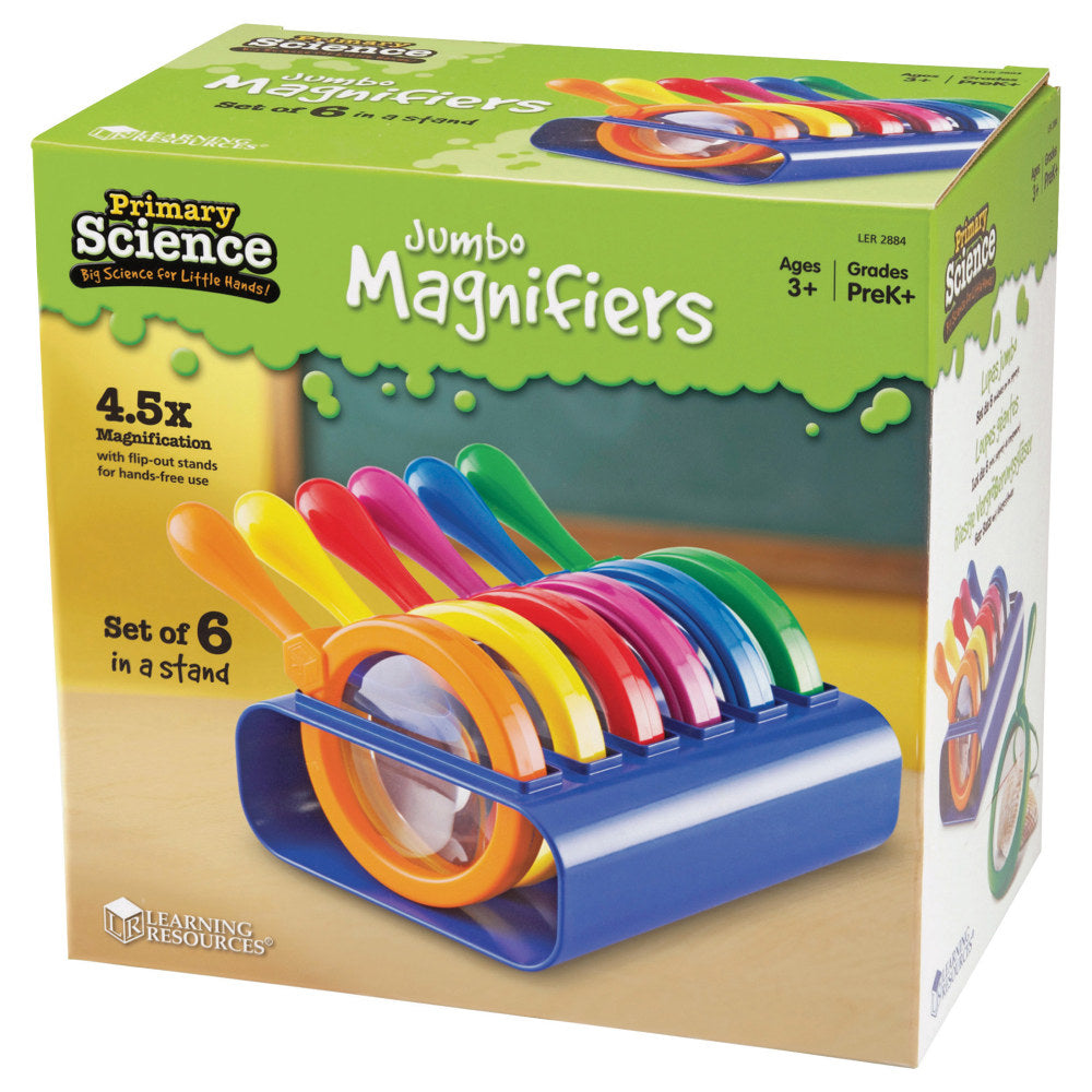Learning Resources Primary Science Jumbo Magnifiers, 4 1/2in, Grades Pre-K - 4, Pack Of 6