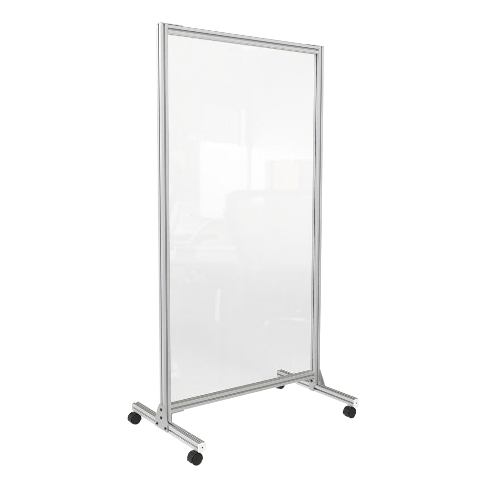 Ghent Plastic Mobile Room Divider, 74in x 38in, Clear
