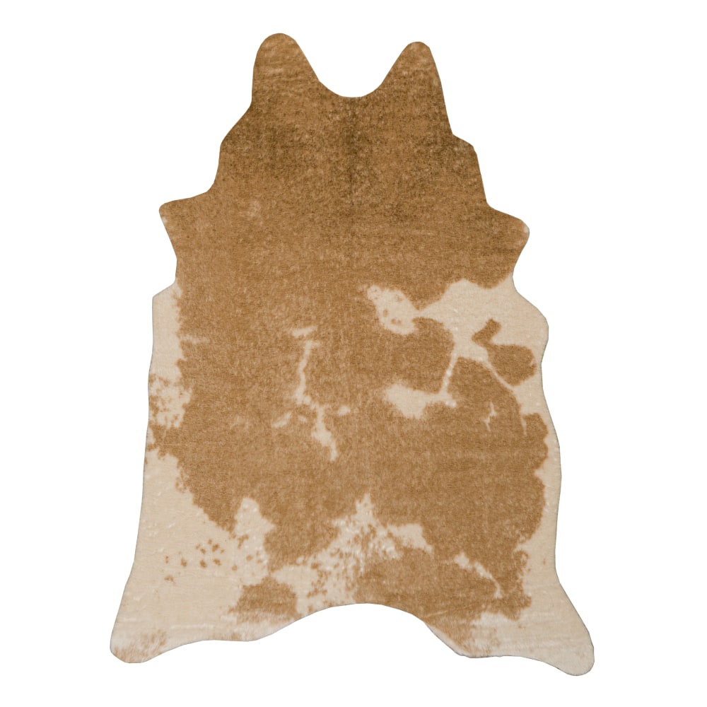 Linon Austin Faux Cowhide Area Rug, 60in x 79in, Caramel/Cream