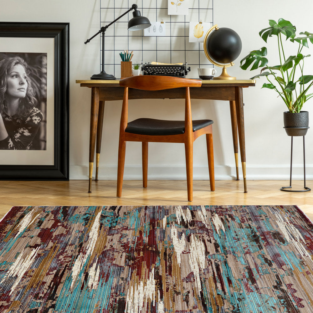 Linon Serene Area Rug, 3ft x 5ft, Anteia Beige/Burgundy