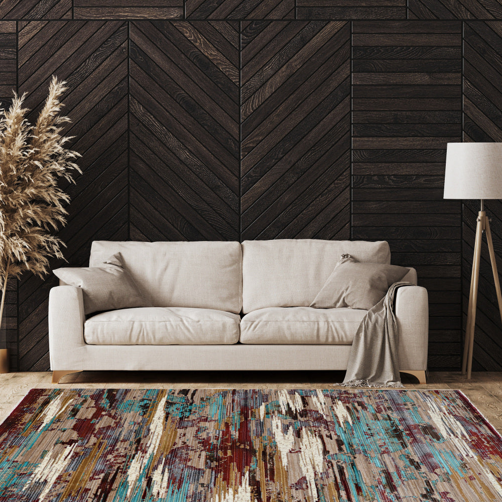 Linon Serene Area Rug, 5ft x 8ft, Anteia Beige/Burgundy