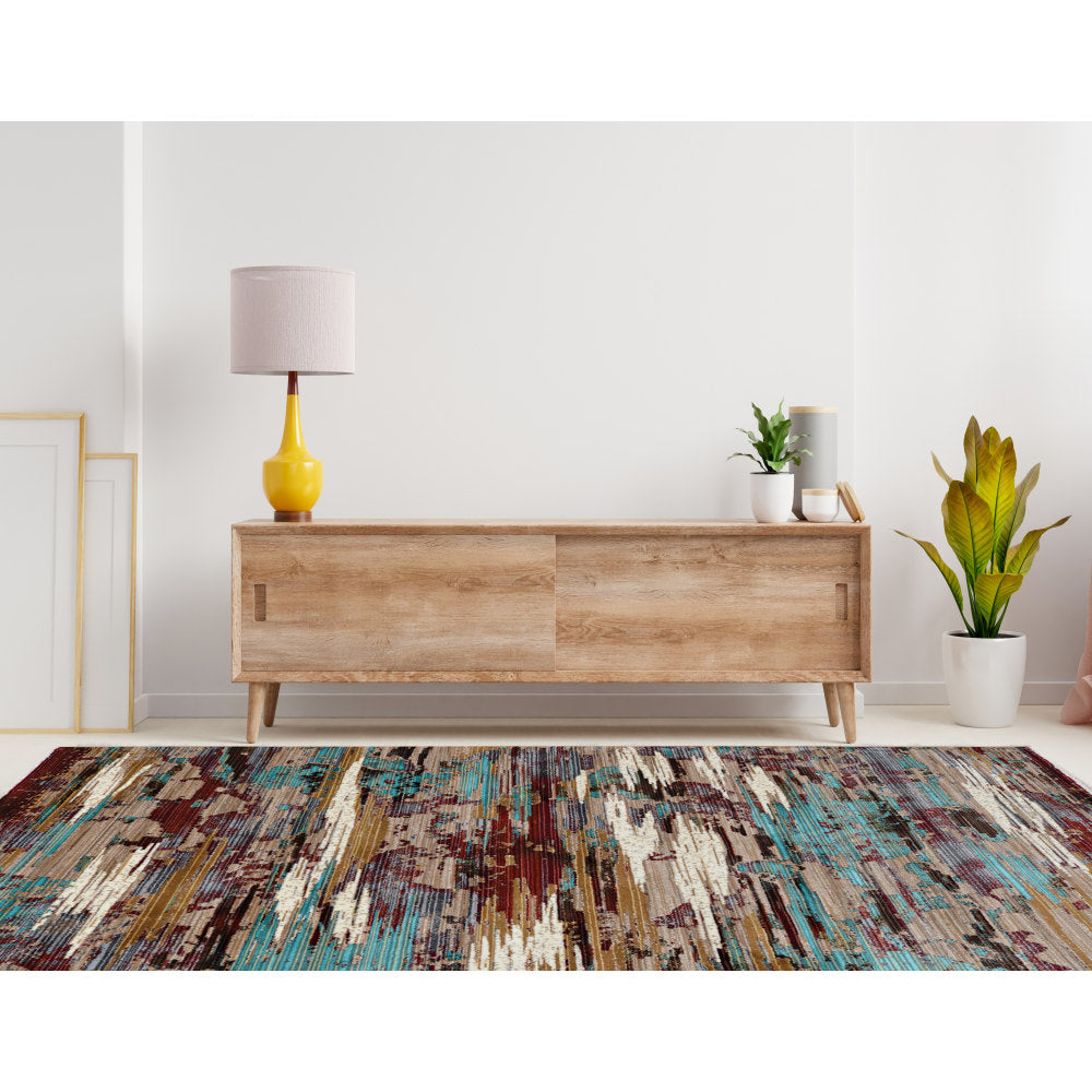 Linon Serene Area Rug, 8ft x 11ft, Anteia Beige/Burgundy