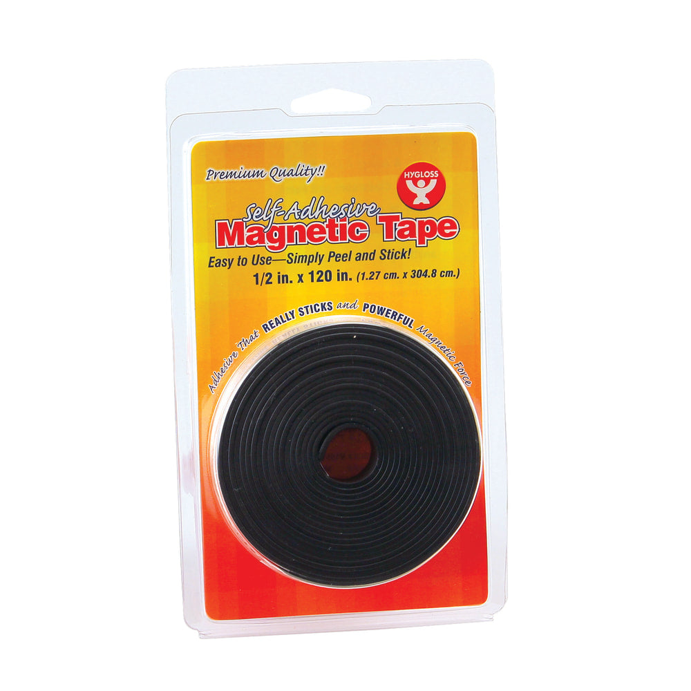 Hygloss Magnetic Tape Strips, 0.5in x 3.33 Yd., Black, Pack Of 6