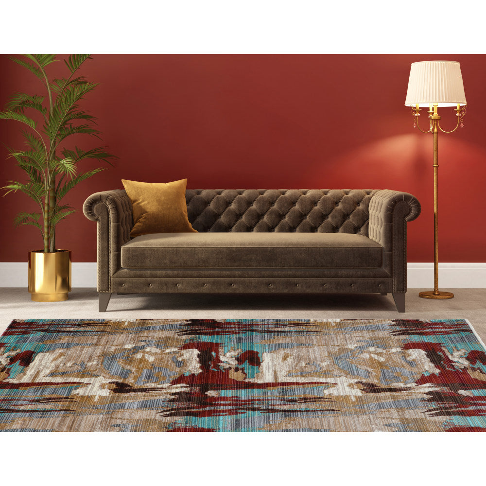 Linon Serene Area Rug, 8ft x 11ft, Cybele Beige/Teal