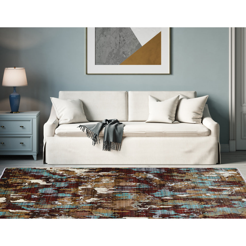Linon Serene Area Rug, 5ft x 8ft, Maeve Beige/Burgundy