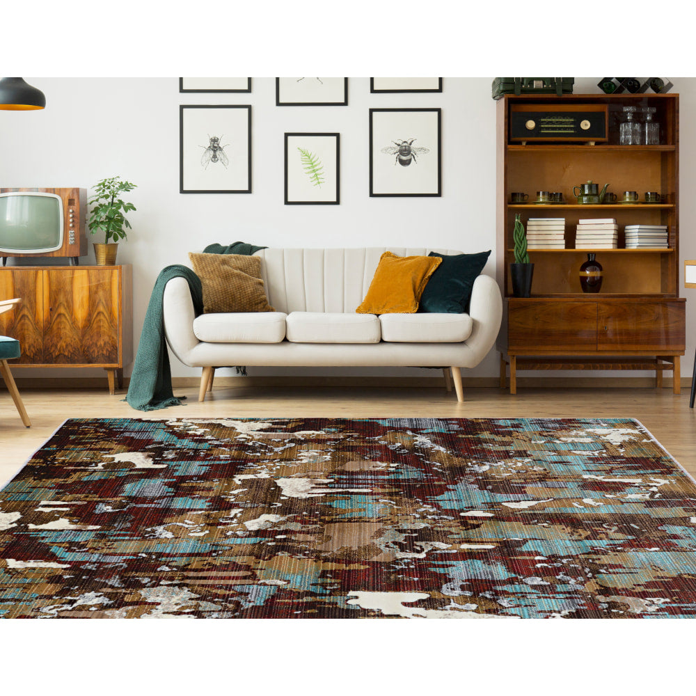 Linon Serene Area Rug, 8ft x 11ft, Maeve Beige/Burgundy