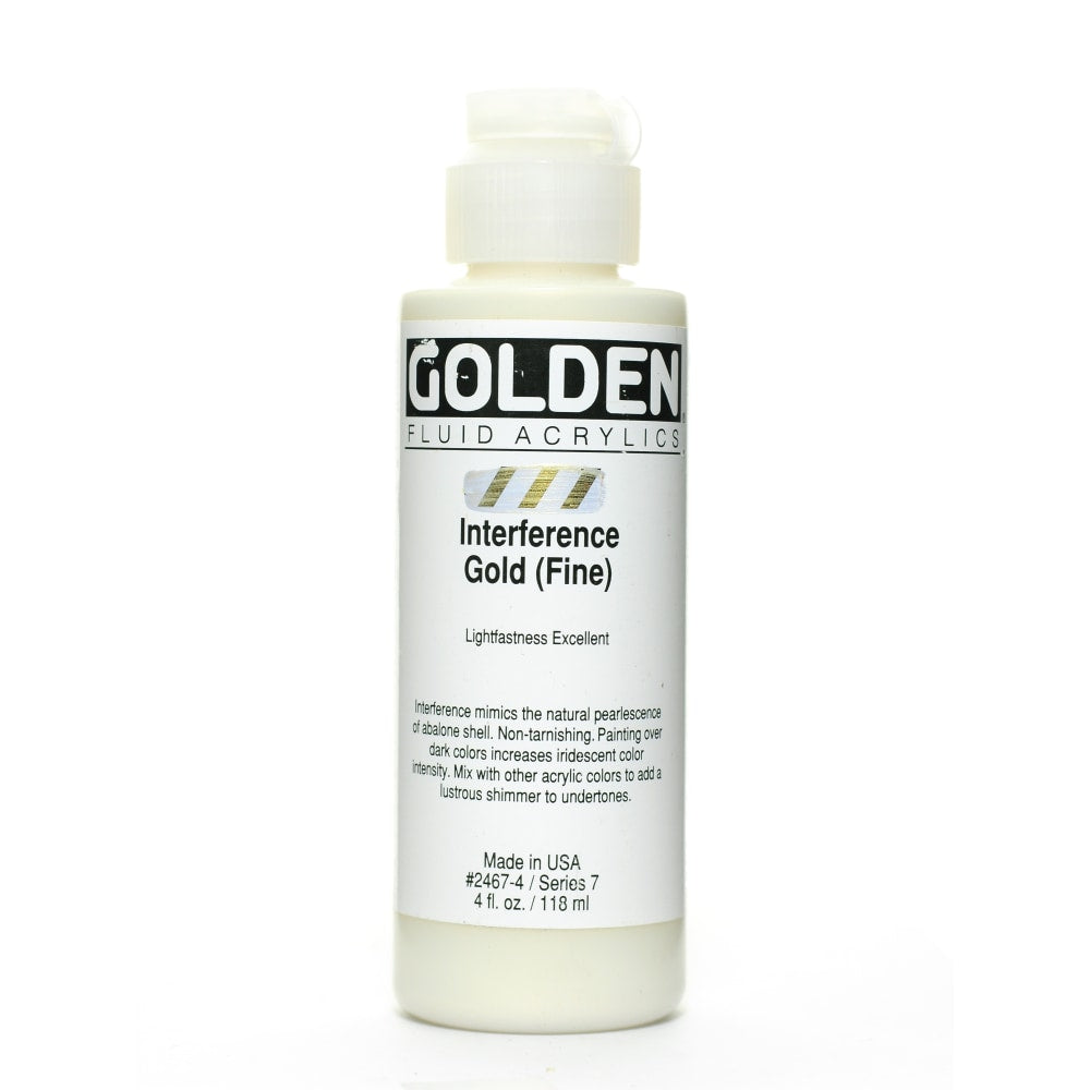 Golden Fluid Acrylic Paint, 4 Oz, Interference Gold Fine