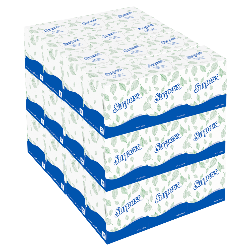 Surpass 2-Ply Facial Tissues, Boutique Cube, FSC Certified, White, 110 Tissues Per Box, Case Of 36 Boxes