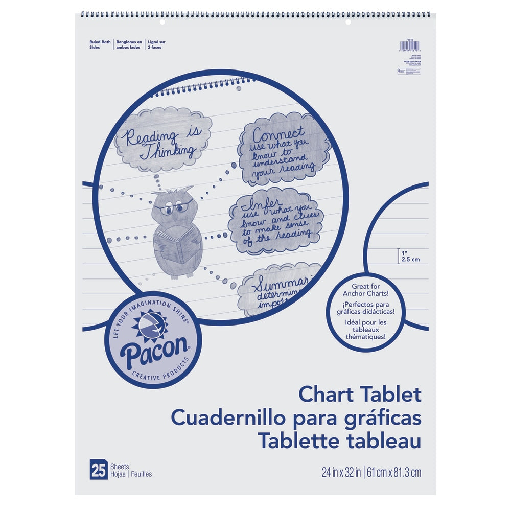 Pacon Chart Tablet, 24in x 32in, 1in Ruled, 25 Sheets