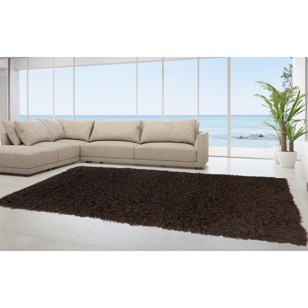 Linon Flokati Area Rug, 9ft x 12ft, Morrigan 2000G Cocoa