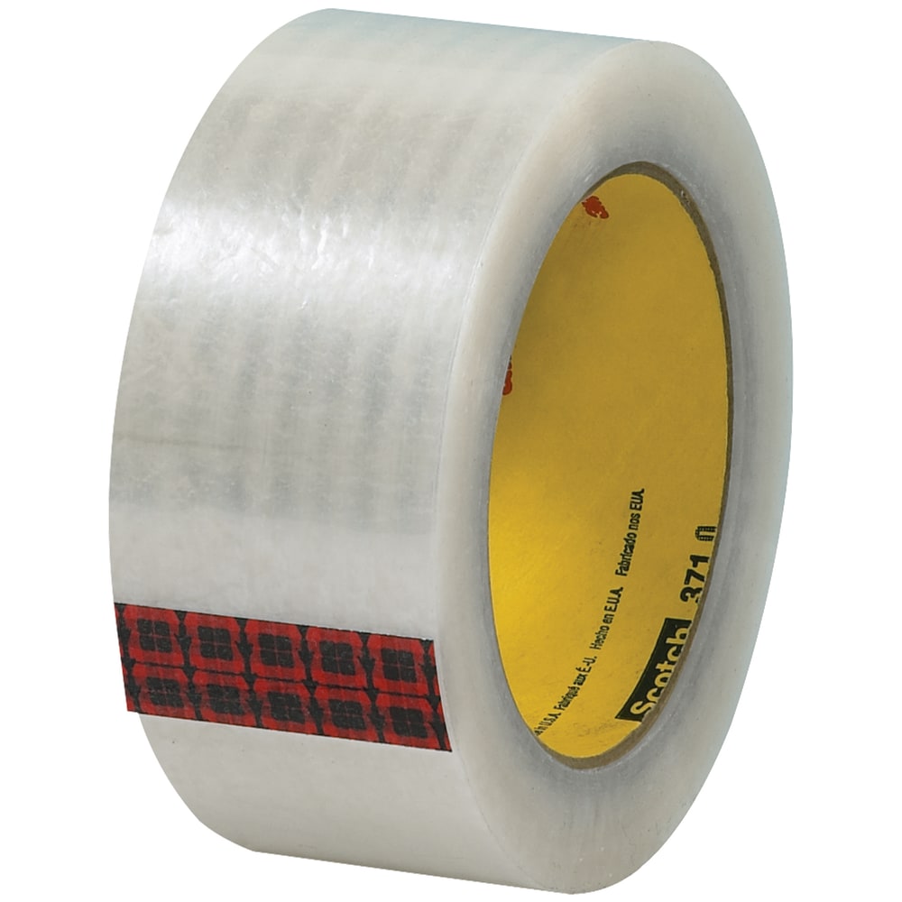 3M 371 Carton Sealing Tape, 3in Core, 2in x 110 Yd., Clear, Case Of 6