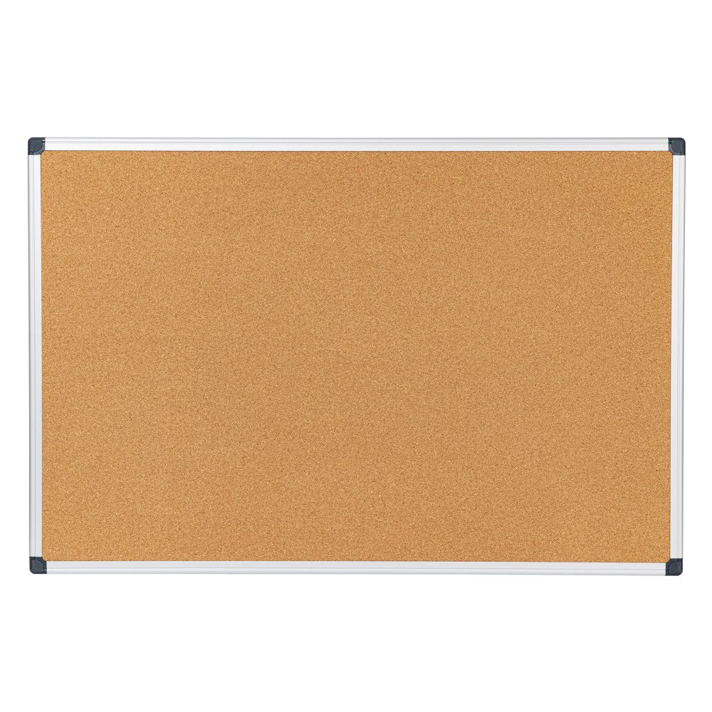 Office Depot Brand Cork Bulletin Board, 24in x 36in, Aluminum Frame With Silver Finish