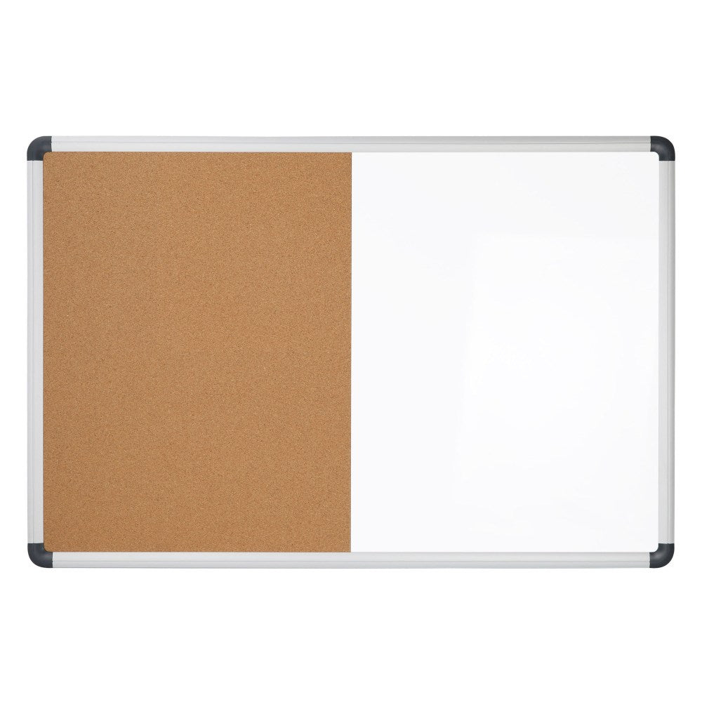 Realspace Magnetic Dry-Erase Whiteboard/Cork Bulletin Board, 24in x 36in, Silver Aluminum Frame