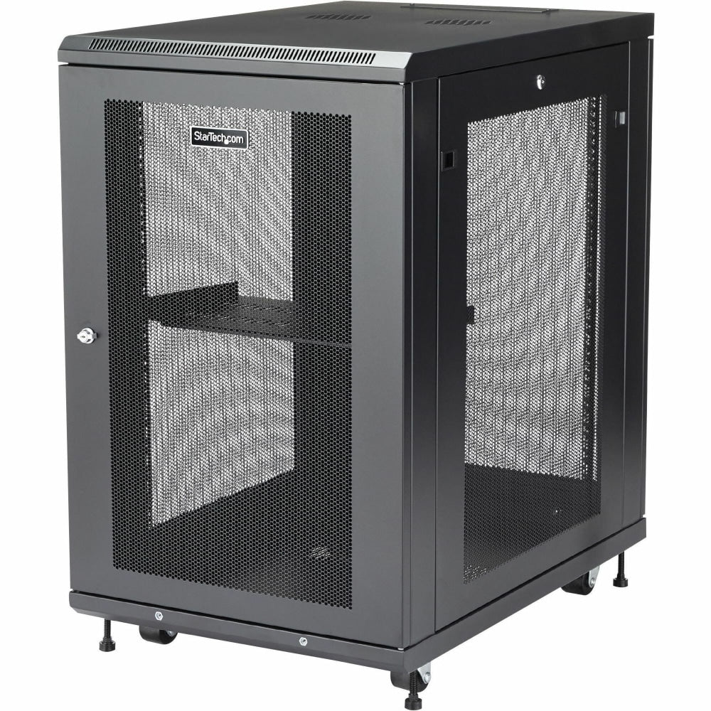 StarTech.com Server Rack Cabinet - 18U - 31in Deep Enclosure - Network Cabinet - Rack Enclosure Server Cabinet - Data Cabinet - For Server, LAN Switch, Patch Panel, A/V Equipment - 18U Rack Height x 19in Rack Width x 31in Rack Depth - Floor Standing