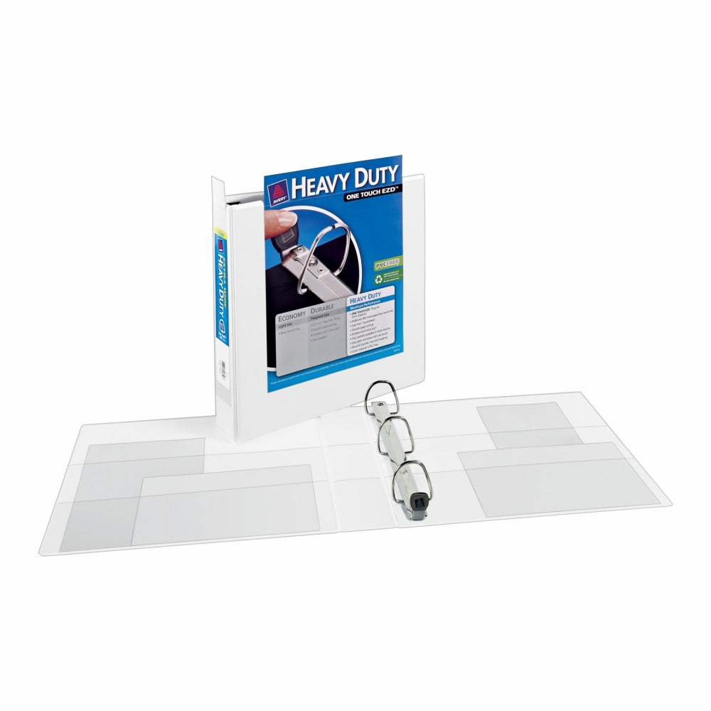 Avery Extra-Wide Heavy-Duty View 3-Ring Binder With Locking One-Touch EZD Rings, 1 1/2in D-Rings, 40% Recycled, White