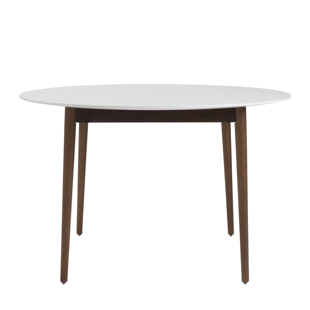 Eurostyle Manon Round Dining Table, 29-7/8inH x 47-1/3inW x 47-1/3inD, Matte White/Walnut