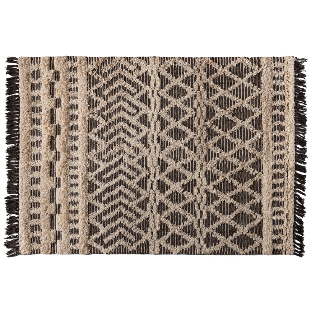 Baxton Studio Heino Handwoven Wool Area Rug, 5-1/4ft x 7-1/2ft, Ivory/Charcoal