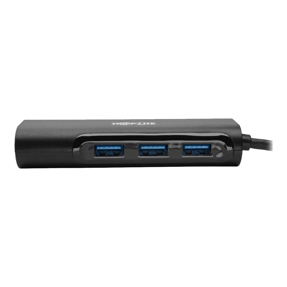 Tripp Lite USB 3.1 Gen 1 USB-C Multiport Portable Hub/Adapter, 3 USB-A Ports and Gigabit Ethernet Port, Thunderbolt 3 Compatible, Black, USB Type C - Docking station - USB-C 3.1 / Thunderbolt 3 - 1GbE