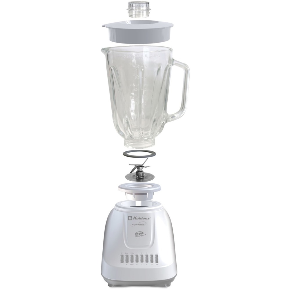 Koblenz Gourmet Blender - 500 W - 1.59 quart - 10 Speed Setting(s) - 4 Blades - White, Gray