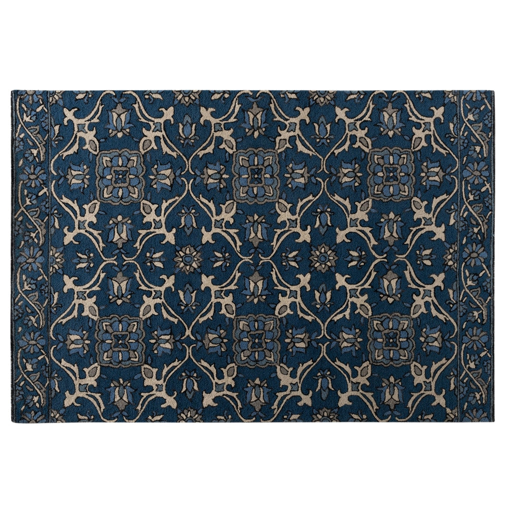 Baxton Studio Panacea Hand-Tufted Wool Area Rug, 5-1/4ft x 7-1/2ft, Blue